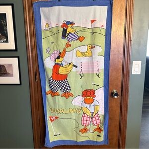 Vintage June Sobel Duck Links 1984 54” X 28” Golfing Beach Towel Green Blue